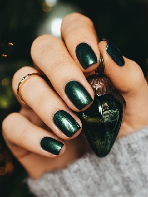 dark green nail polish.